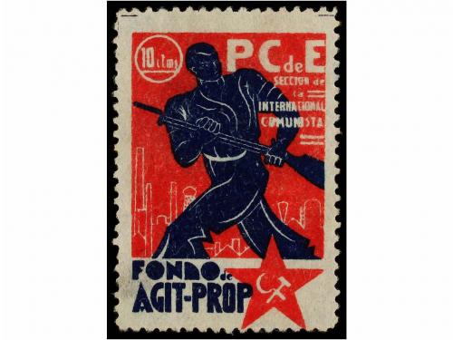 ESPAÑA GUERRA CIVIL. PCE. FONDO DE AGIT-PROP. 5 cts. y 10 ct