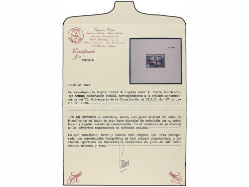 ** ESPAÑA. Ed. 764ns. HB SIN DENTAR y sin numeración. Cert.