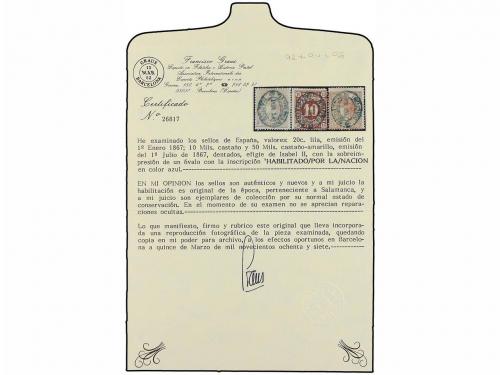 * ESPAÑA. Ed. 92, 94, 96. 10 cts. castaño, 50 cts. castaño c