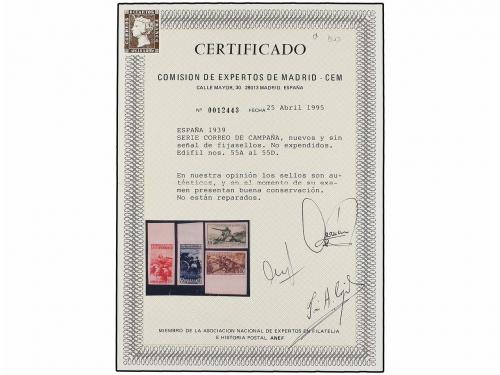 ** ESPAÑA. Ed. NE 55A/55D. CORREO DE CAMPAÑA. NO EMITIDOS. S