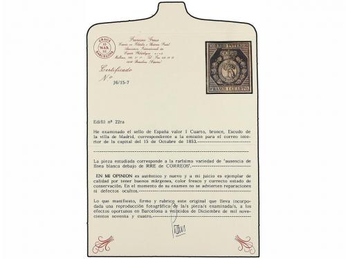 * ESPAÑA. Ed. 22ita. 1 cuarto bronce dorado. Variedad SIN LI