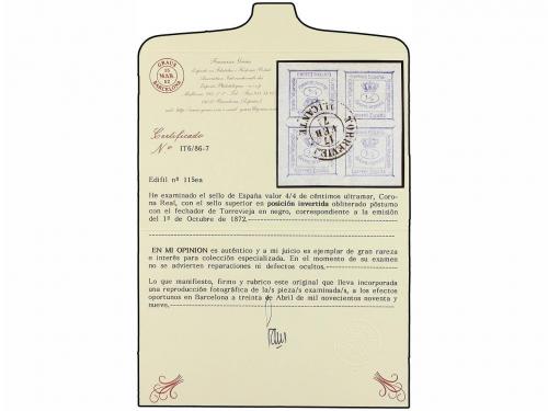 ° ESPAÑA. Ed. 115ea. 4/4 cto. azul, ERROR DE COMPOSICIÓN UN