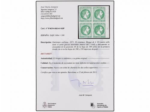 **/* ESPAÑA. Ed. 160er + 160. 50 cts. verde. Bloque de cuatr