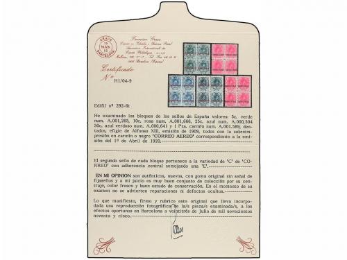 ** ESPAÑA. Ed. 292/96 + 292/96t. SERIE COMPLETA en bloques d