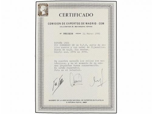 * ESPAÑA. Ed. 297/309s. SERIE COMPLETA SIN DENTAR, borde de