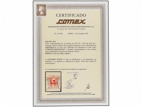 ¿ ESPAÑA E. LOCALES REPUBLICANAS: TOLOSA. Ed. 12A. VALOR COM