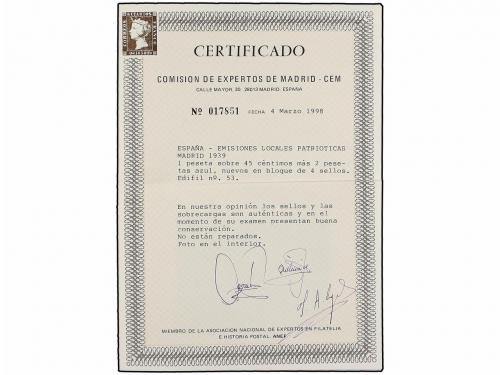 (*) ESPAÑA E. LOCALES PATRIOTICAS: MADRID. Ed. 53. 1 pta. s.