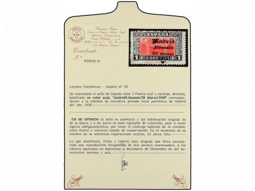 * ESPAÑA E. LOCALES PATRIOTICAS: MADRID. Ed. 70. 1 pta. azul