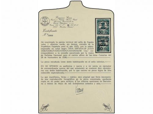 * ESPAÑA: CANARIAS. Ed. 4hh. 50 cts. s. 1 cto. verde. Pareja