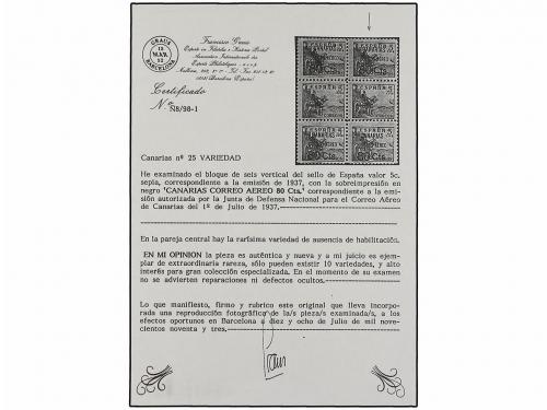 * ESPAÑA: CANARIAS. Ed. 25hpv. 80 cts. s. 5 cts. castaño. Ti