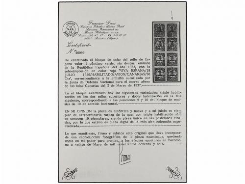 * ESPAÑA: CANARIAS. Ed. 8hhh+8hh+8. 50 cts. s. 1 cto. verde.