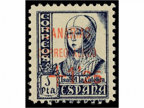 ESPAÑA: CANARIAS. Ed. 30. 1,25 pts. s. 50 cts. azul. Habilit