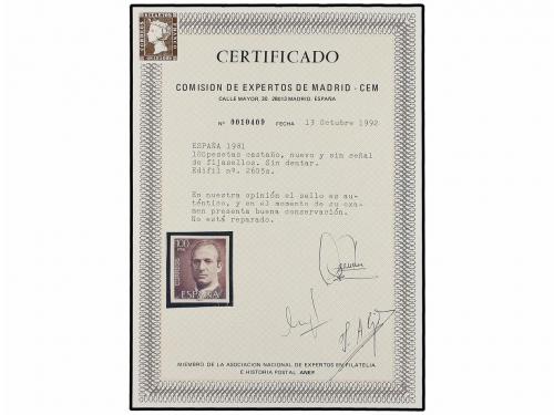 ** ESPAÑA. Ed. 2605s. JUAN CARLOS I. 100 pts. castaño SIN DE