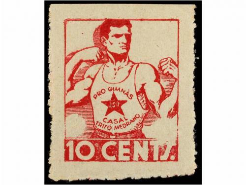 ESPAÑA GUERRA CIVIL. PRO GIMNÀS. 10 cts. rojo y 25 cts. azul