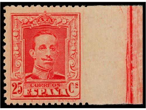 * ESPAÑA. Ed. 317smi, smd. 25 cts. carmín. Dos sellos SIN DE