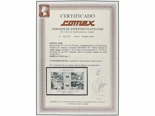 ** ESPAÑA. Ed. 2583. ESPAMER'80. 25 + 25 + 50 + 100 pts. Tir