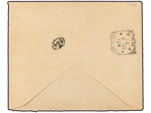 ✉ ESPAÑA. Ed. 241 (3), 242 (4). 1903. IGUALADA a ROMA. 5 cts