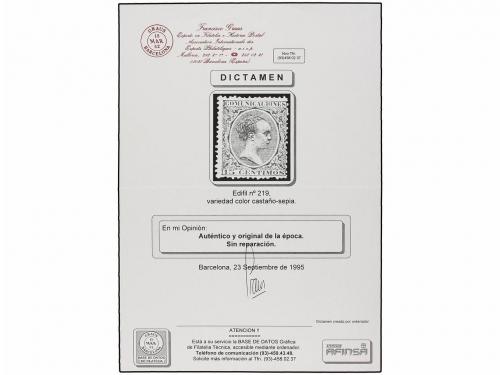 * ESPAÑA. Ed. 219ec. 15 cts. castaño claro, ERROR DE COLOR, 