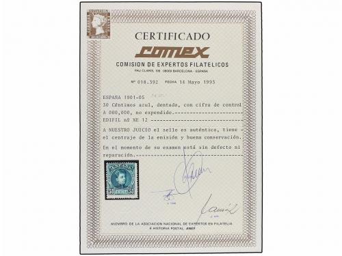 ** ESPAÑA. Ed. NE 12. NO EMITIDO. 30 cents. azul. Centraje h