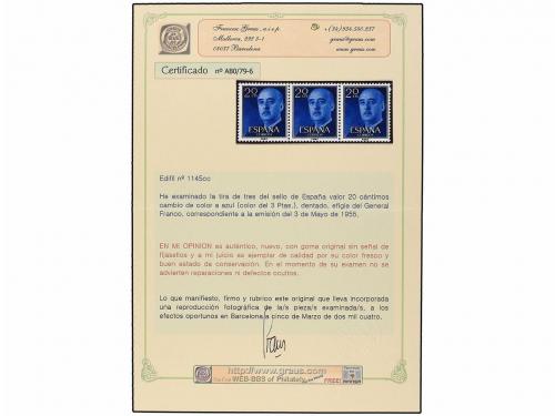 ** ESPAÑA. Ed. 1145cc. FRANCO. 2 pts. azul, ERROR DE COLOR.