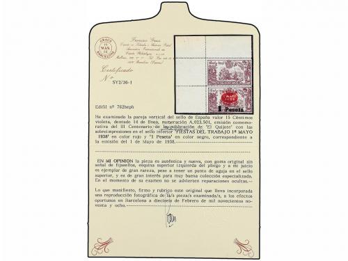 ** ESPAÑA. Ed. 762heph. 1 pta. s. 15 cts. violeta. Pareja ve