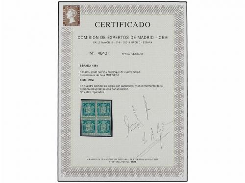 (*) ESPAÑA. Ed. 26M (4). 5 reales verde, bloque de cuatro, r