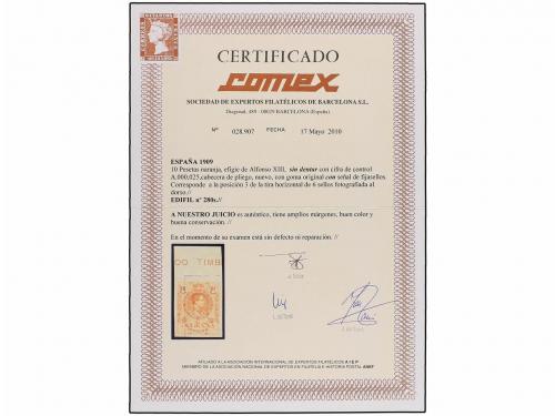 * ESPAÑA. Ed. 280s. 10 pts. amarillo SIN DENTAR, borde de ho