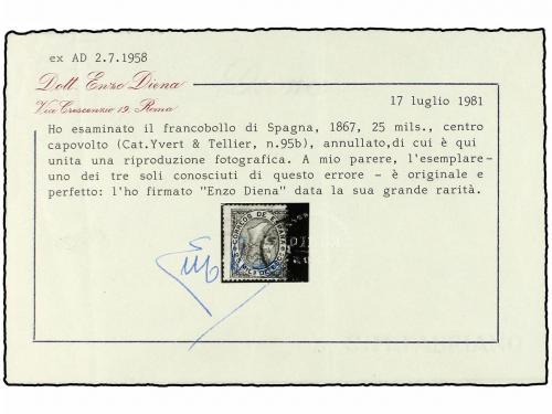 ° ESPAÑA. Ed. 95ei. 25 mils. azul y rosa CENTRO INVERTIDO, m