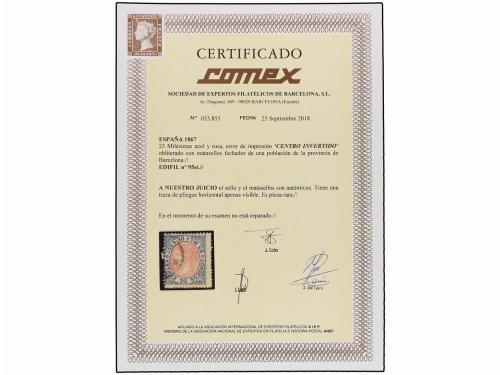 ° ESPAÑA. Ed. 95ei. 25 mils. azul y rosa CENTRO INVERTIDO, m