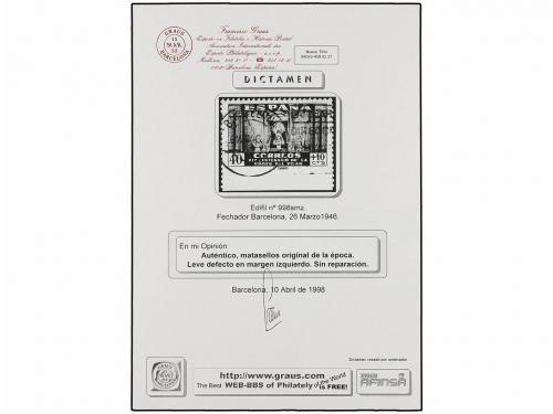 ° ESPAÑA. Ed. 998smz. 40+10 cts. verde y lila, SIN DENTAR ma