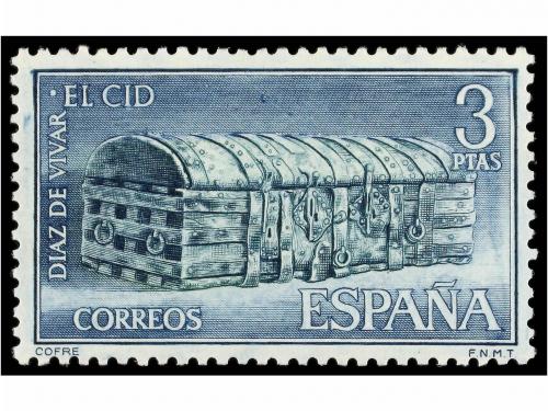** ESPAÑA. Ed. 1446ef. CID. 3 pts. azul FALTA LA IMPRESIÓN D