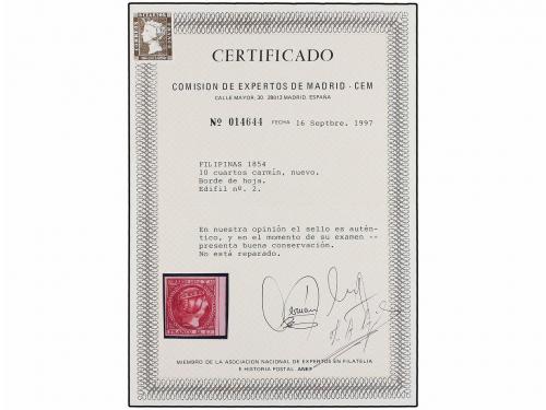 * FILIPINAS. Ed. 2. 10 ctvos. carmín, BORDE DE HOJA. PIEZA D