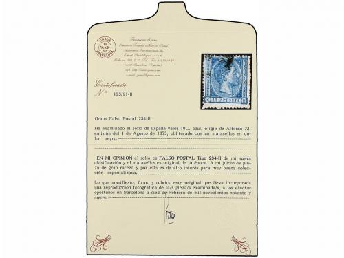 ° ESPAÑA. Ed. 164F. 10 cts. azul FALSO POSTAL tipo II. MUY R
