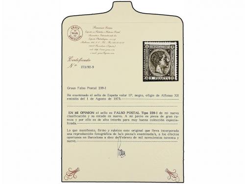 * ESPAÑA. Ed. 169F. 1 pta. gris FALSO POSTAL tipo I. RARÍSIM