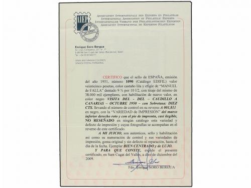 * ESPAÑA. Ed. 1090. CAUDILLO A CANARIAS AÉREO. 10 cts. s. 25