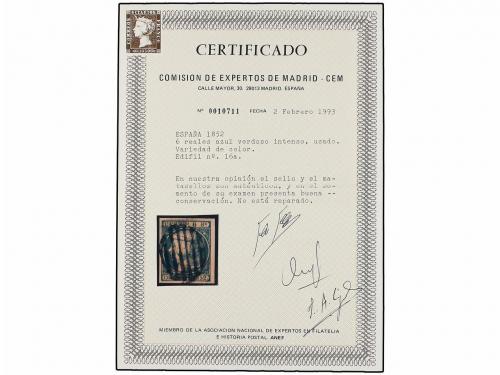 ° ESPAÑA. Ed. 16. 6 reales azul verde. Muy bonito ejemplar. 