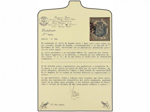 ° ESPAÑA. Ed. 34Aitb. 1 real azul claro, variedad MARCO SUPE