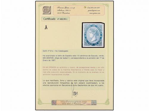(*) ESPAÑA. Ed. 91s. 10 cents. verde SIN DENTAR. No reseñado