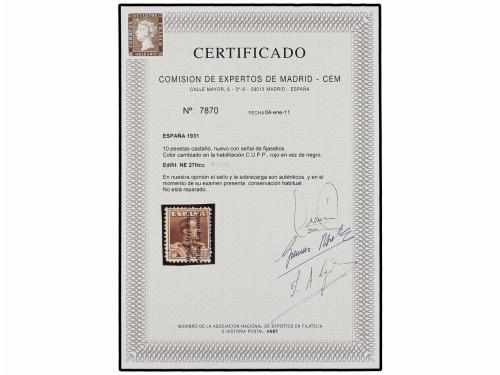 * ESPAÑA. Ed. NE 27Hcc. 10 cts. castaño amarillo. Habilitaci