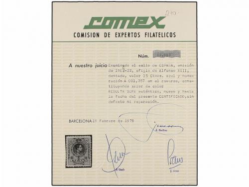 * ESPAÑA. Ed. 270ec. 15 cts. azul ERROR DE COLOR. Excelente 