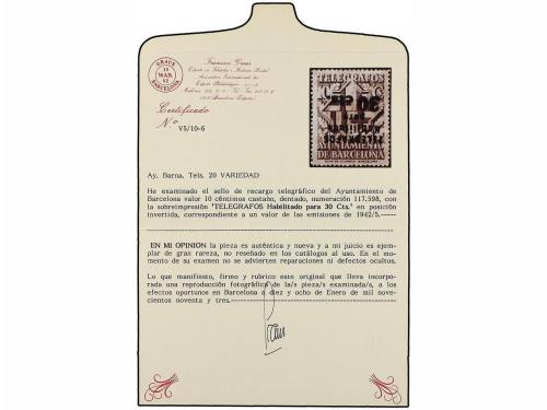 * ESPAÑA: AYUNTAMIENTO DE BARCELONA. Ed. T-20hi. TELÉGRAFOS.