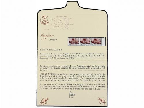 ** ESPAÑA. Ed. 3406. CINE ESPAÑOL. 30 pts. Tira de tres, sel