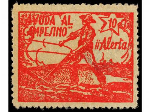 ESPAÑA GUERRA CIVIL. AYUDA AL CAMPESINO. 10 cts. azul y 10 c