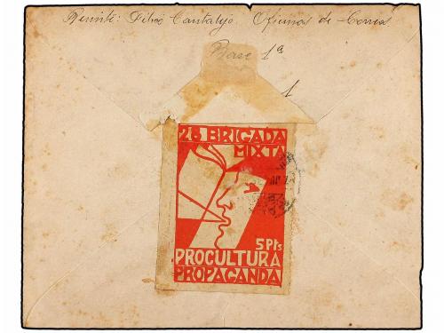 ✉ ESPAÑA GUERRA CIVIL. 1938. Sobre circulado desde el frente