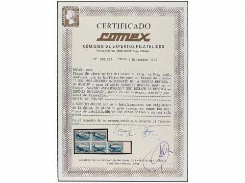 ** ESPAÑA. Ed. 789/90. Bloque de cuatro y sello en una sola 