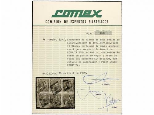 ° ESPAÑA. Ed. 133ea. 10 cts. verde. Bloque de seis contenien