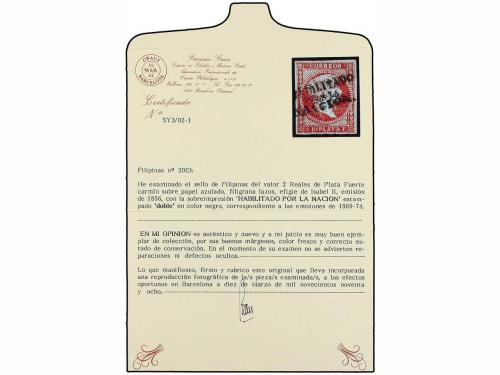 * FILIPINAS. Ed. 20Eh. 2 reales carmín. HABILITADO/POR LA/NA