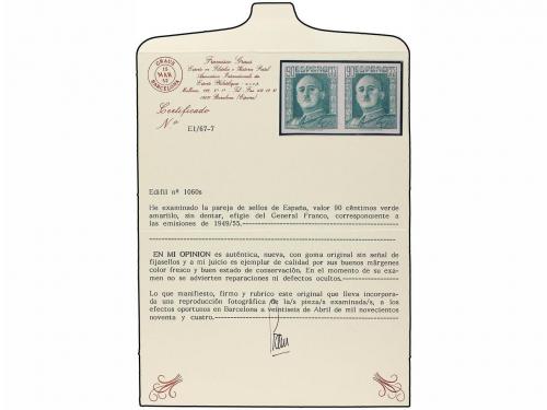 ** ESPAÑA. Ed. 1060s. 90 cts. verde amarillo. Pareja SIN DEN