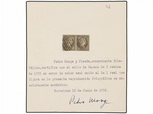 ° ESPAÑA. Ed. 41 + 42ec. 2 reales azul ERROR DE COLOR en par
