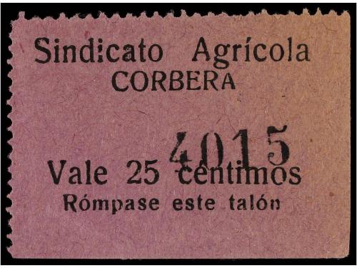 ESPAÑA GUERRA CIVIL. CORBERA. SOCIEDAD OBRERA. 5 cts. y 25 c